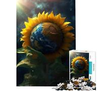 Rompecabezas de 1000 Piezas para Adolescentes Girasol Tierra Galaxia Sol Divertido Juego Educativo Juguete de desafío Regalo Ideal para cumpleaños Alivia el estrés (Tamaño 38x26cm)