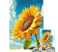 Rompecabezas de 1000 Piezas para Adolescentes Girasol Vibrante contra un Cielo Azul Ayuda a ejercitar el Cerebro Desafío difícil Juegos relajantes para Mayores de 14 años (38x52cm)