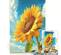 Rompecabezas de 1000 Piezas para Adolescentes Girasol Vibrante contra un Cielo Azul Juego Familiar decoración de Pared para Fortalecer el Amor Entre Parejas 38x52cm