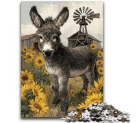 Rompecabezas de 1000 Piezas para Adolescentes, Girasol y Burro bebé, Juguete Educativo Intelectual descompresor, decoración, 50x75cm