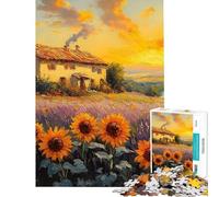 Rompecabezas de 1000 Piezas para Adolescentes Girasoles y Campo de Lavanda Rompecabezas para Adolescentes Carrera de Velocidad Manual Juego difícil y desafiante Juguetes 50x75cm