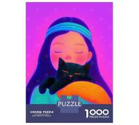 Rompecabezas De 1000 Piezas para Adolescentes Girl Holding A Cat Rompecabezas para Adultos Juego Familiar Difícil Difícil Cumpleaños Y Navidad 38x26cm/1000pcs