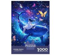 Rompecabezas De 1000 Piezas para Adolescentes Girl on Whale with Butterflies Rompecabezas para Adultos Juegos Relajantes Corte De Precisión Cumpleaños 70x50cm/1000pcs