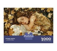 Rompecabezas De 1000 Piezas para Adolescentes Girl Sleeping with Dog Rompecabezas para Adolescentes Juguetes Antiestrés Difícil Gran Regalo para Jugar 52x38cm/1000pcs