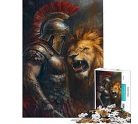 Rompecabezas de 1000 Piezas para Adolescentes Gladiador y Choque de Leones Rompecabezas de Velocidad para Adolescentes Juego de ingenio difícil y desafiante Juguetes 38x52cm