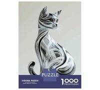 Rompecabezas De 1000 Piezas para Adolescentes Glass Cat Sculpture Art Decor Rompecabezas para Adultos Juguete Decoración De Pared Decoración Perfecta Regalos Y Cumpleaños Únicos 38x26cm/1000pcs