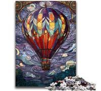 Rompecabezas de 1000 Piezas para Adolescentes, Globo aerostático de Vidrio de Colores, para Adultos, fomenta el Amor en Pareja a Partir de 14 años (38x26cm)