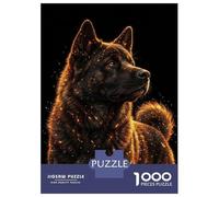 Rompecabezas De 1000 Piezas para Adolescentes Glowing Akita Dog Portrait Rompecabezas para Adultos Juegos De Relajación Desafío Difícil Desafío Educativo 38x26cm/1000pcs