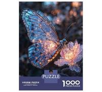 Rompecabezas De 1000 Piezas para Adolescentes Glowing Butterfly on Flower Rompecabezas para Adultos Juguete Decoración De Pared Mejora La Memoria Desafío Educativo 52x38cm/1000pcs