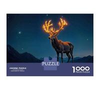 Rompecabezas De 1000 Piezas para Adolescentes Glowing Deer Wall Art Print Rompecabezas para Adolescentes Juego De Ingenio Regalos para Mujeres Actividades Divertidas En Casa 38x26cm/1000pcs