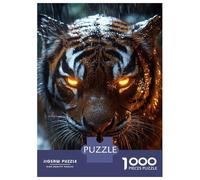 Rompecabezas De 1000 Piezas para Adolescentes Glowing-Eyed Tiger in The Rain Rompecabezas DIY Juguetes Mejora La Memoria Oferta como Regalo para Toda La Familia 70x50cm/1000pcs