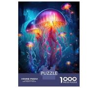 Rompecabezas De 1000 Piezas para Adolescentes Glowing Jellyfish Decor Rompecabezas para Adultos Juguetes De Bricolaje Montaje De Patrones Ayuda A Ejercitar El Cerebro 52x38cm/1000pcs