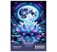 Rompecabezas De 1000 Piezas para Adolescentes Glowing Lotus Pond Art Print Rompecabezas para Adultos Juego Práctico Decoración De Pared Regalos Y Cumpleaños Únicos 38x26cm/1000pcs
