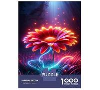 Rompecabezas De 1000 Piezas para Adolescentes Glowing Neon Flower Art Print Rompecabezas para Adultos Juegos Familiares Decoración Gran Regalo para Jugar 52x38cm/1000pcs