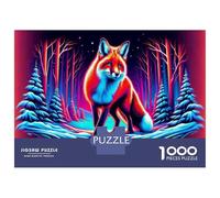 Rompecabezas De 1000 Piezas para Adolescentes Glowing Neon Fox Art Print Rompecabezas para Adultos Juegos Familiares Difícil Difícil Cumpleaños Y Navidad 38x26cm/1000pcs