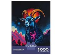 Rompecabezas De 1000 Piezas para Adolescentes Goat with Demon Tattoo Rompecabezas para Adultos Juegos De Relajación Ensamblaje De Patrones Diversión En Casa Actividades, 52x38cm/1000pcs