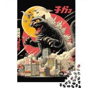 Rompecabezas De 1000 Piezas para Adolescentes Godzilla Cat Monster T-Shirt Rompecabezas para Adultos Juego Práctico Decoración Gran Regalo para Jugar 52x38cm/1000pcs