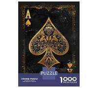 Rompecabezas De 1000 Piezas para Adolescentes Golden Ace of Spades Playing Cards Rompecabezas Juegos Divertidos Desafío Difícil Cumpleaños Y Navidad 52x38cm/1000pcs