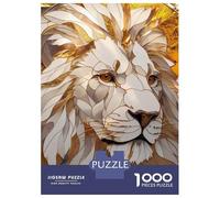 Rompecabezas De 1000 Piezas para Adolescentes Golden and White Lion Portrait Rompecabezas para Adultos Juego De Ingenio Decoración Ayuda A Ejercitar El Cerebro 70x50cm/1000pcs