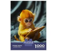 Rompecabezas De 1000 Piezas para Adolescentes Golden Baby Monkey Reading Rompecabezas para Adultos Juguete Decoración De Pared Decoración Cumpleaños, Navidad 52x38cm/1000pcs
