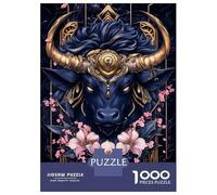 Rompecabezas De 1000 Piezas para Adolescentes Golden Bull with Flowers Rompecabezas para Adultos Juegos Familiares Corte De Precisión Regalos Y Cumpleaños Únicos 38x26cm/1000pcs