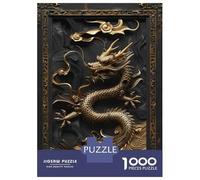 Rompecabezas De 1000 Piezas para Adolescentes Golden Chinese Dragon Statue Rompecabezas para Adultos Juguetes DIY Pero Divertidos Y Humorísticos Cumpleaños 52x38cm/1000pcs