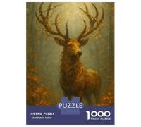Rompecabezas De 1000 Piezas para Adolescentes Golden Deer in Autumn Forest Rompecabezas para Adultos Juegos Familiares Regalos para Mujeres Cumpleaños 70x50cm/1000pcs