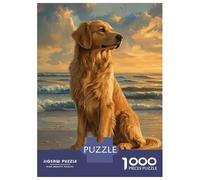 Rompecabezas De 1000 Piezas para Adolescentes Golden Dog by The Sea Rompecabezas para Adultos Juego Práctico Regalo De Cumpleaños Regalos De Cumpleaños Únicos 38x26cm/1000pcs