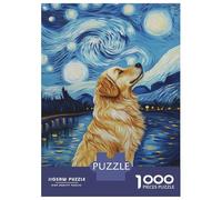 Rompecabezas De 1000 Piezas para Adolescentes Golden Dog Under Starry Sky -2 Rompecabezas para Adultos Juego Práctico Pero Divertido Y Humorístico Regalos para Reducir El Estrés 52x38cm/1000pcs