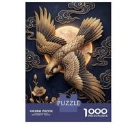 Rompecabezas De 1000 Piezas para Adolescentes Golden Falcon with Moon and Clouds Rompecabezas para Adultos Juguete Decoración De Pared Decoración De Pared Juego Desafiante Regalos 38x26cm/1000pcs