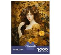 Rompecabezas De 1000 Piezas para Adolescentes Golden Garden Muse Klimt-Inspired Floral Woman Portrait Art Print Rompecabezas para Adultos Juego Práctico Decoración De Pared Oferta como Regalos para T