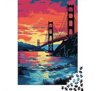 Rompecabezas De 1000 Piezas para Adolescentes Golden Gate Bridge Sunset-10 Rompecabezas Juegos Relajantes Decoración De Pared Regalos para Amigos Y Familiares 52x38cm/1000pcs