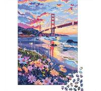 Rompecabezas De 1000 Piezas para Adolescentes Golden Gate Bridge Sunset-19 Rompecabezas para Adultos Juegos De Relajación Ensamblaje De Patrones Diversión En Casa Actividades, 52x38cm/1000pcs