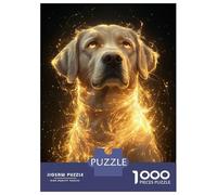 Rompecabezas De 1000 Piezas para Adolescentes Golden Glow Labrador Retriever - Mystical Dog Art - Enchanted Canine Portrait Rompecabezas para Adultos Juegos Relajantes Decoración del Hogar Regalos De