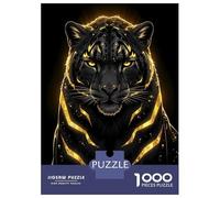 Rompecabezas De 1000 Piezas para Adolescentes Golden Jaguar Portrait on Black Background Rompecabezas para Adultos Juegos Relajantes Decoración Interacción Entre Padres E Hijos 70x50cm/1000pc