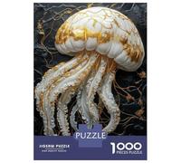 Rompecabezas De 1000 Piezas para Adolescentes Golden Jellyfish Art Rompecabezas para Adultos Juego De Ingenio Decoración Ayuda A Ejercitar El Cerebro 38x26cm/1000pcs