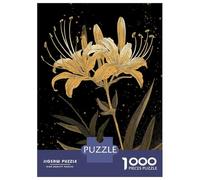 Rompecabezas De 1000 Piezas para Adolescentes Golden Lily on Black Background Rompecabezas para Adolescentes Juguetes Antiestrés Difícil Gran Regalo para Jugar 70x50cm/1000pcs
