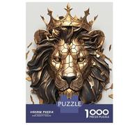 Rompecabezas De 1000 Piezas para Adolescentes Golden Lion Head with Crown Rompecabezas para Adultos Juegos Relajantes Que Mejoran La Memoria Regalos para Reducir El Estrés 70x50cm/1000pcs