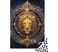 Rompecabezas De 1000 Piezas para Adolescentes Golden Lion Mandala Art Print Rompecabezas para Adultos Juegos Divertidos Decoración Ayuda A Ejercitar El Cerebro 38x26cm/1000pcs