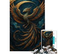 Rompecabezas de 1000 Piezas para Adolescentes Golden Phoenix Rising Rompecabezas para Adultos Juego de ingenio desafío difícil Regalos para Amigos y Familiares (tamaño 38x52cm)