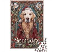 Rompecabezas De 1000 Piezas para Adolescentes Golden Retriever Christmas Card-2 Rompecabezas para Adultos Juegos De Relajación Decoración del Hogar Desafío Educativo 52x38cm/1000pcs