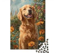 Rompecabezas De 1000 Piezas para Adolescentes Golden Retriever Garden-2 Rompecabezas para Adultos Juegos Divertidos Decoración Ayuda A Ejercitar El Cerebro 52x38cm/1000pcs