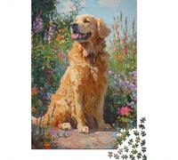 Rompecabezas De 1000 Piezas para Adolescentes Golden Retriever Garden-4 Rompecabezas para Adultos Juegos De Relajación Decoración del Hogar Desafío Educativo 70x50cm/1000pcs