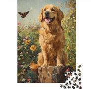 Rompecabezas De 1000 Piezas para Adolescentes Golden Retriever Garden Rompecabezas para Adultos Juego Práctico Arte De Pared Oferta como Regalos para Toda La Familia 52x38cm/1000pcs