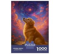 Rompecabezas De 1000 Piezas para Adolescentes Golden Retriever Gazing at Galaxy Rompecabezas para Adultos Juegos Relajantes Corte De Precisión Cumpleaños 52x38cm/1000pcs