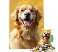 Rompecabezas de 1000 Piezas para Adolescentes Golden Retriever Joy Puzzle para Adolescentes Mejora la Memoria Ayuda a ejercitar el Cerebro Juego Educativo Familiar 38x26cm
