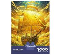 Rompecabezas De 1000 Piezas para Adolescentes Golden Ship in The Clouds Rompecabezas para Adultos Juego De Ingenio Análisis Y Lógica Actividades Divertidas En Casa, 70x50cm/1000pcs