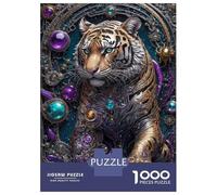Rompecabezas De 1000 Piezas para Adolescentes Golden Technology Tiger Rompecabezas para Adultos Juego De Ingenio Juego De Corte De Precisión Regalos Desafiantes 38x26cm/1000pcs