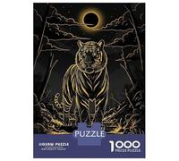 Rompecabezas De 1000 Piezas para Adolescentes Golden Tiger in Moonlit Forest Rompecabezas para Adultos Juegos Relajantes Que Mejoran La Memoria Regalos para Reducir El Estrés 38x26cm/1000pcs