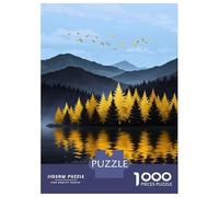 Rompecabezas De 1000 Piezas para Adolescentes Golden Trees Reflecting in Lake Rompecabezas para Adultos Juego Familiar Pero Divertido Y Humorístico Desafiante De Completar 38x26cm/1000pcs